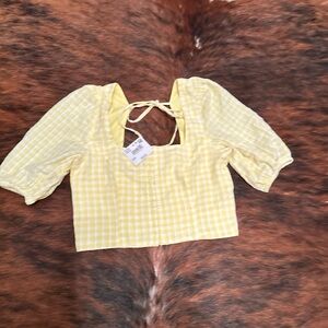American Eagle Outfitters Yellow Gingham Top